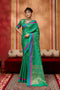 Soraya Sea Green Soft Silk Satin Saree with Handloom Woven Design Ready to Wear One Minute Saree