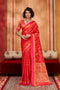 Soraya Red Soft Silk Satin Saree with Handloom Woven Design Ready to Wear One Minute Saree