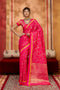 Soraya Hot Pink Soft Silk Satin Saree with Handloom Woven Design Ready to Wear One Minute Saree