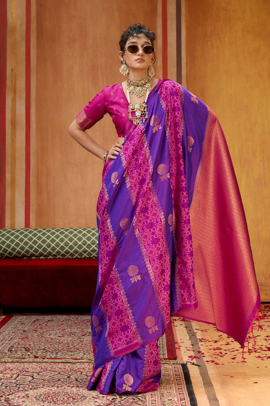 Ayra Purple & Magenta Pure Silk Woven Ready to Wear Saree