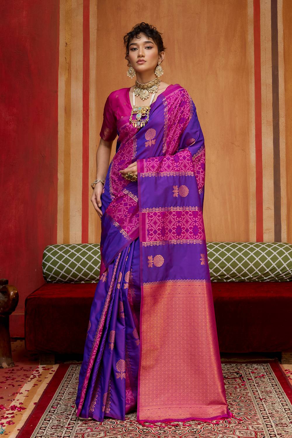 Ayra Purple & Magenta Pure Silk Woven Ready to Wear Saree