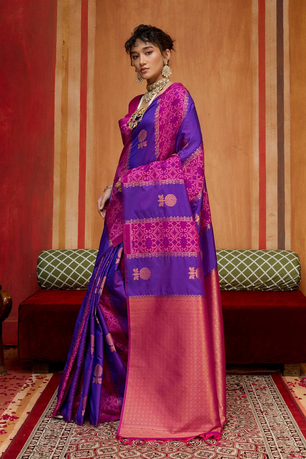 Ayra Purple & Magenta Pure Silk Woven Ready to Wear Saree