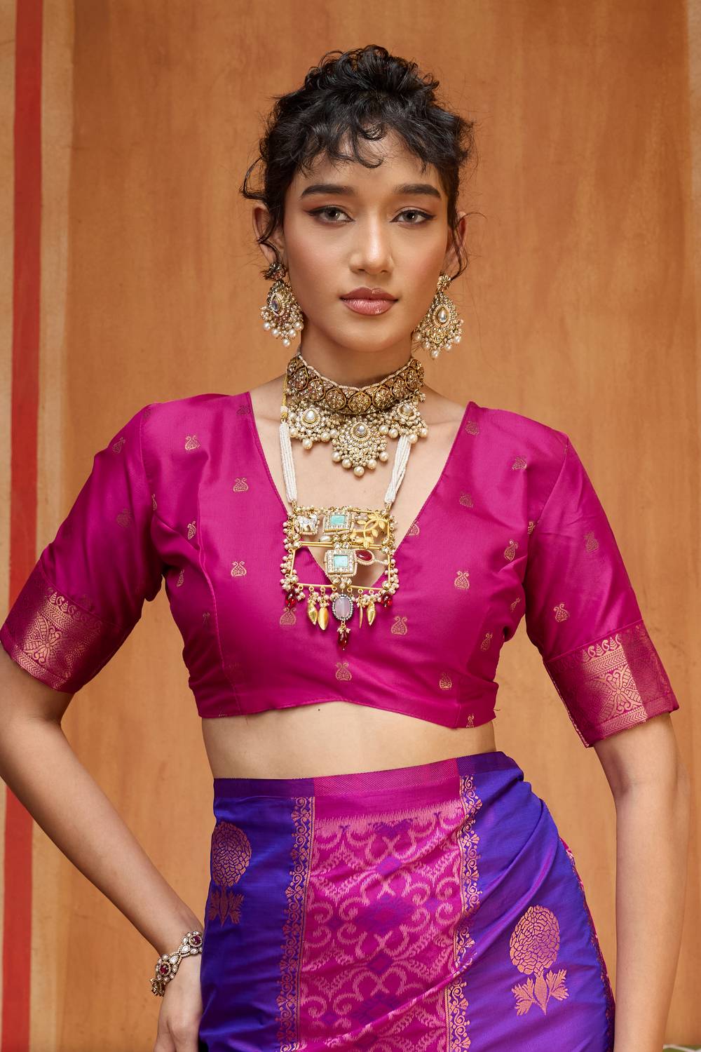 Ayra Purple & Magenta Pure Silk Woven Ready to Wear Saree