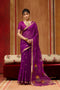 Rosa Purple Munga Cotton Saree with Organza Weaving Pallu Ready to Wear Saree