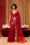 Rosa Red Munga Cotton Saree with Organza Weaving Pallu Ready to Wear Saree