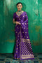 Anisa Royal Purple Pure Satin Handloom Weaving Ready to Wear Saree