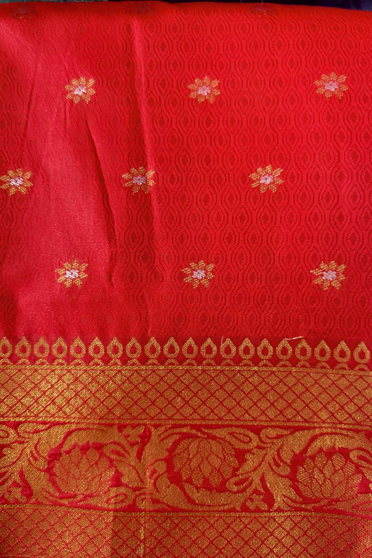 Adina Red Silk Embroidered Lace One Minute Saree