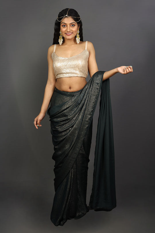 Gaia Grey and Gold Shimmer One Minute Saree