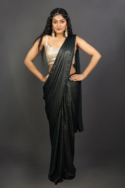 Gaia Grey and Gold Shimmer One Minute Saree