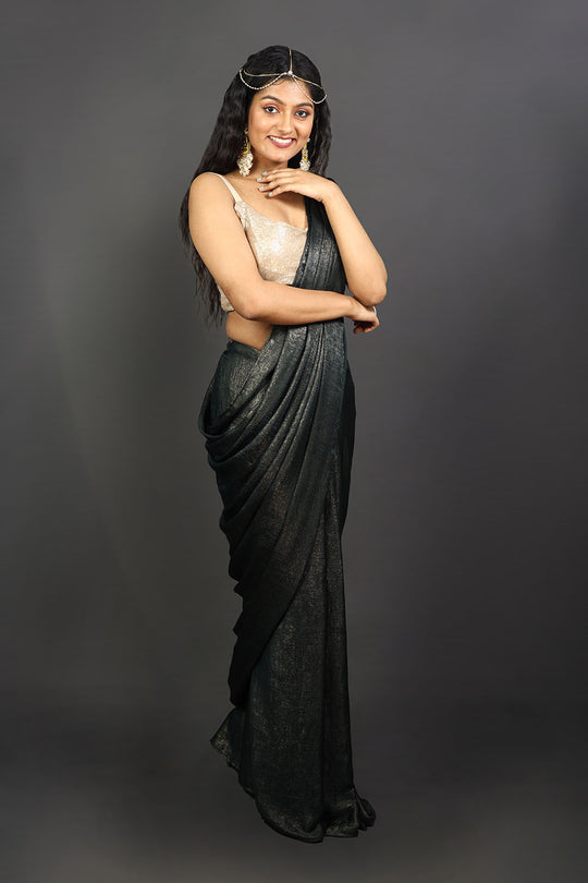 Gaia Grey and Gold Shimmer One Minute Saree