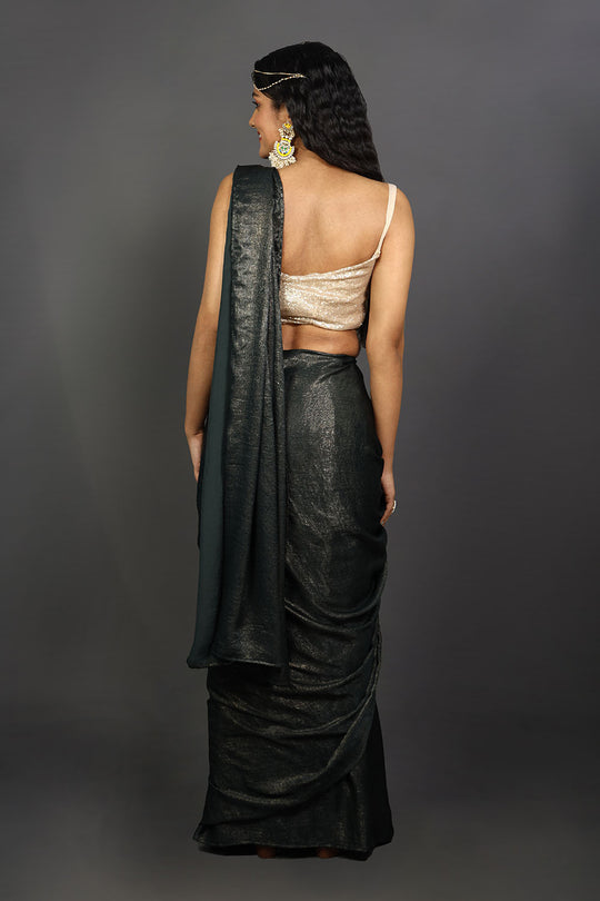 Gaia Grey and Gold Shimmer One Minute Saree