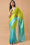 Chandini Turquoise Silk Ombre Sequins Ready to Wear One Minute Saree