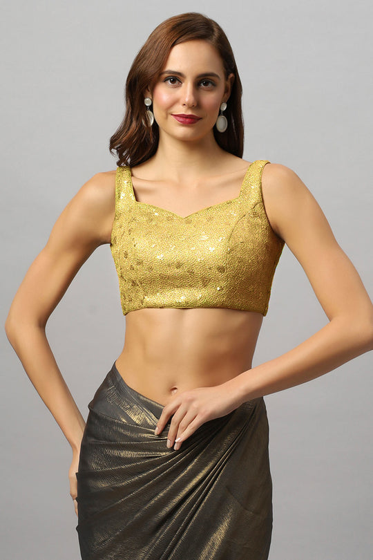 Ciara Gold & Sequins Round Neck Sleeveless Blouse