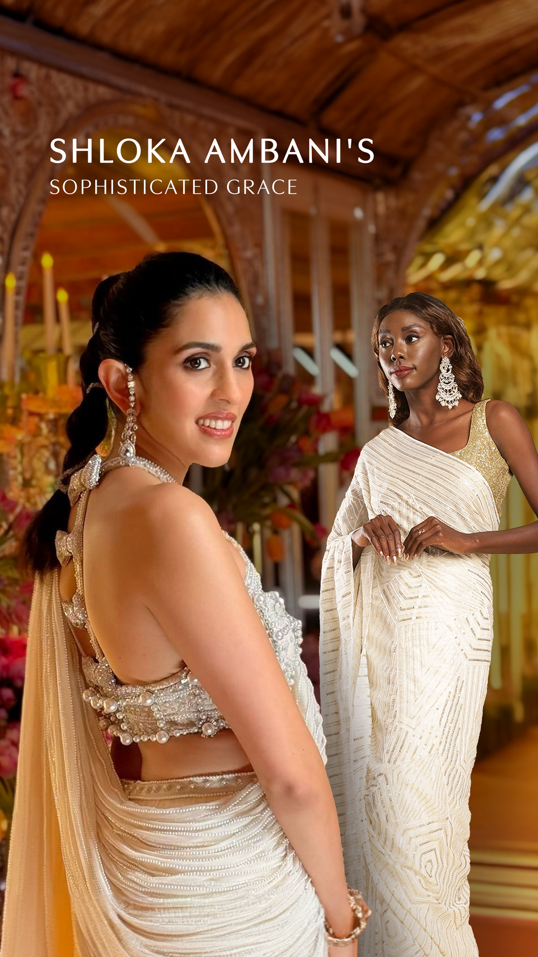 Charlize Luxe Cream Geometric Sequins Georgette Ready2Ship One Minute Saree