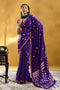 Pearl Royal Purple Pure Satin Handloom Weaving Ready to Wear Saree