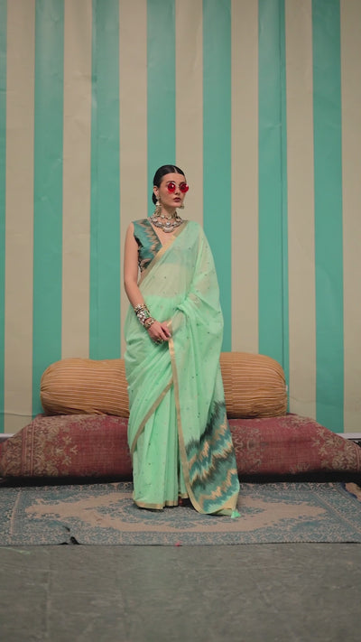 Paloma Green Silk Traditional One Minute Saree