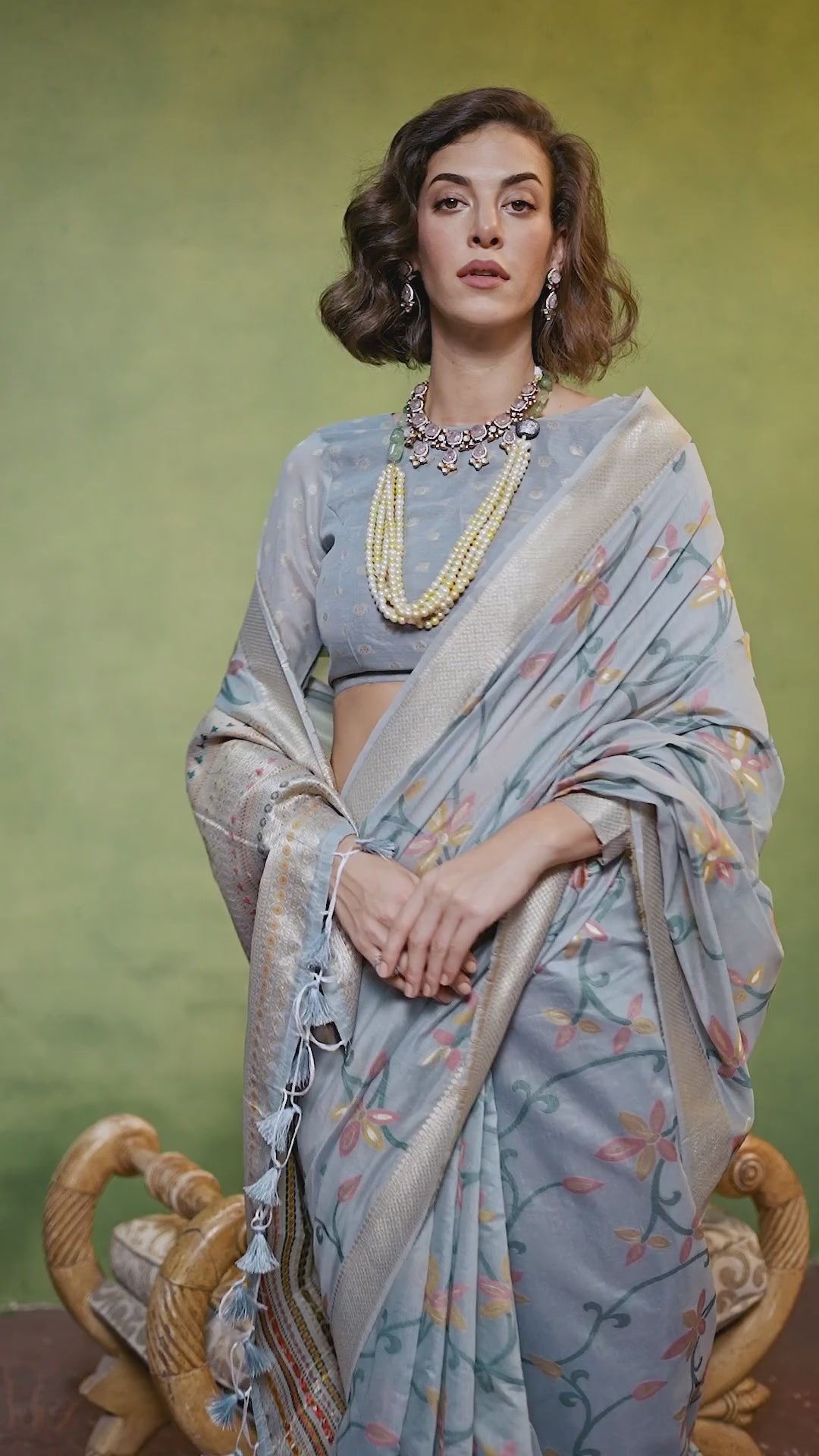 Kamiya Light Green Handwoven Jamdami One Minute Saree