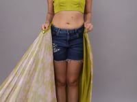 Linda Lime Green Georgette Floral Sequins One Minute Saree