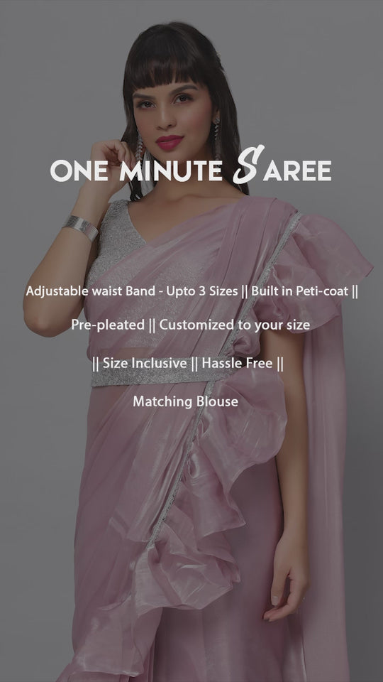 Lorna Lavender Tissue Organza Ruffle Ready to Wear One Minute Saree