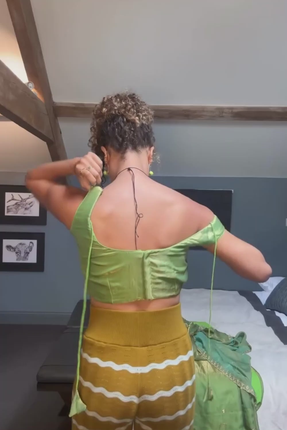 Mira Light Green Paper Silk Embroidered Ready to Wear One Minute Saree