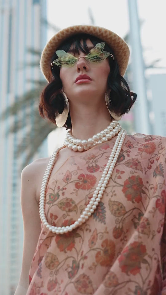 Ayesha Pink Printed Zari Tissue One Minute Saree