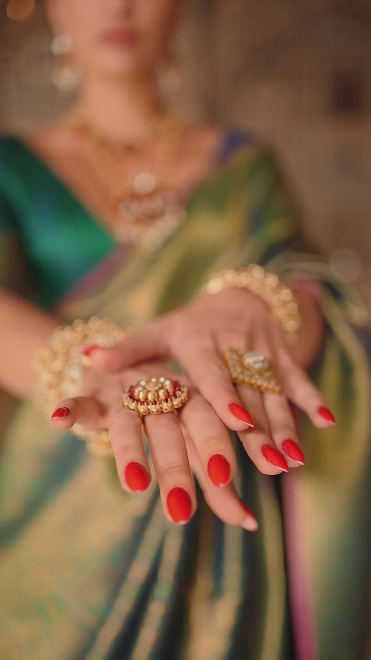 Shana Emerald Silk Woven Ready to Wear One Minute Saree