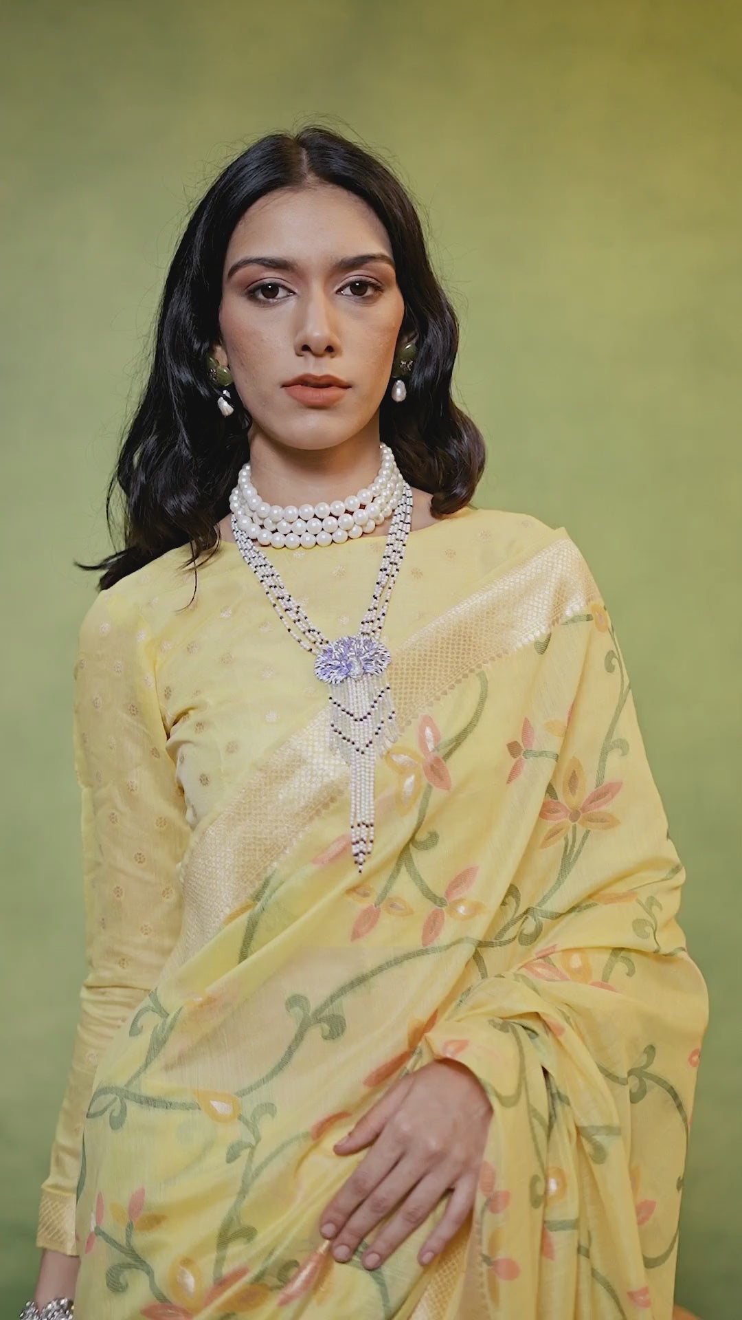 Kamiya Yellow Handwoven Jamdami One Minute Saree