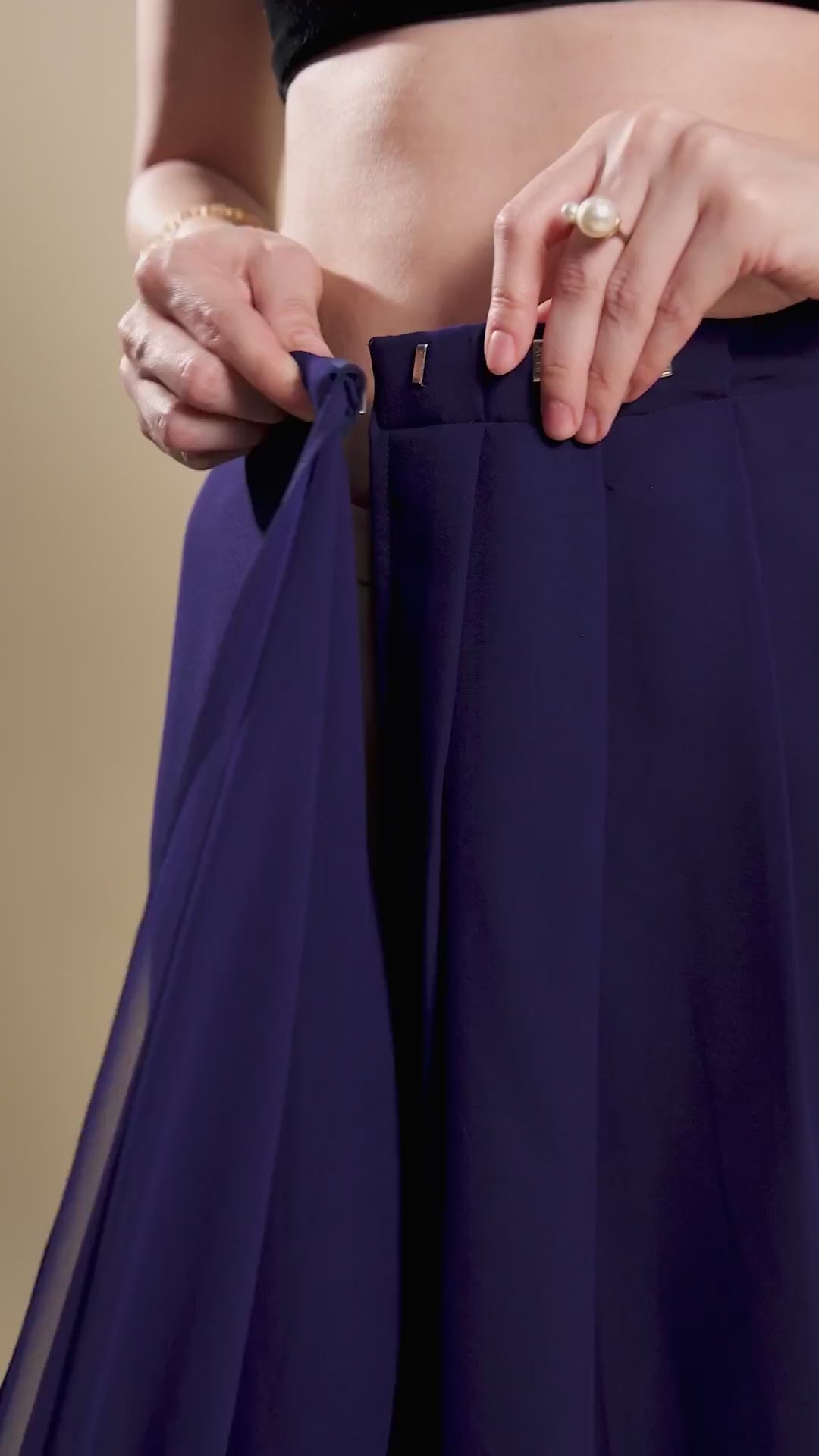 Ayla Navy Blue Georgette Ready to Wear One Minute Saree