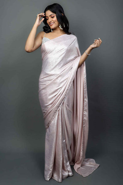 Blush Pink Shimmer One Minute Saree