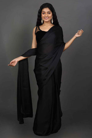 Maya Black Satin One Minute Saree