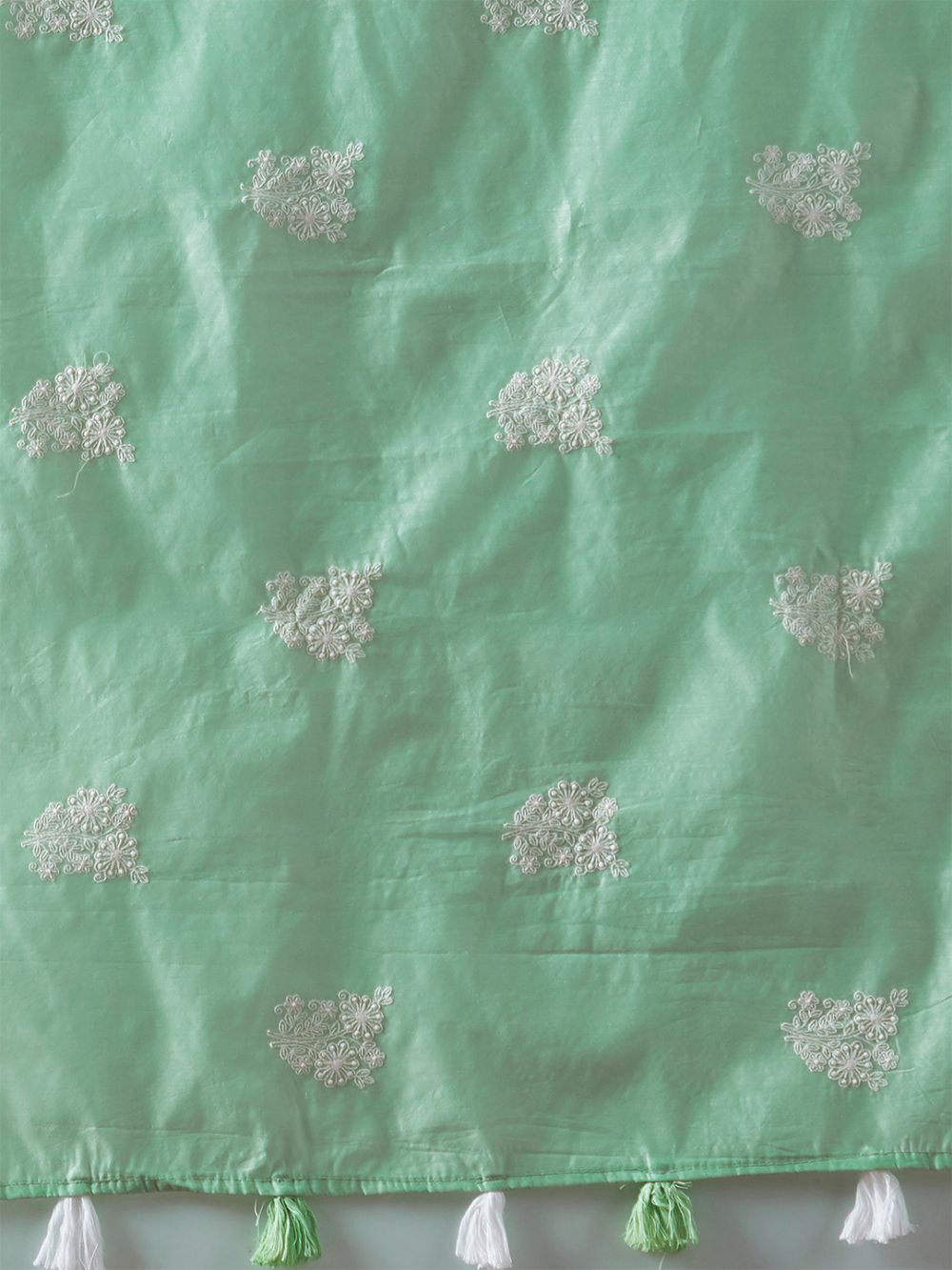 Tessa Light Green Cotton Blend Embroidered One Minute Saree