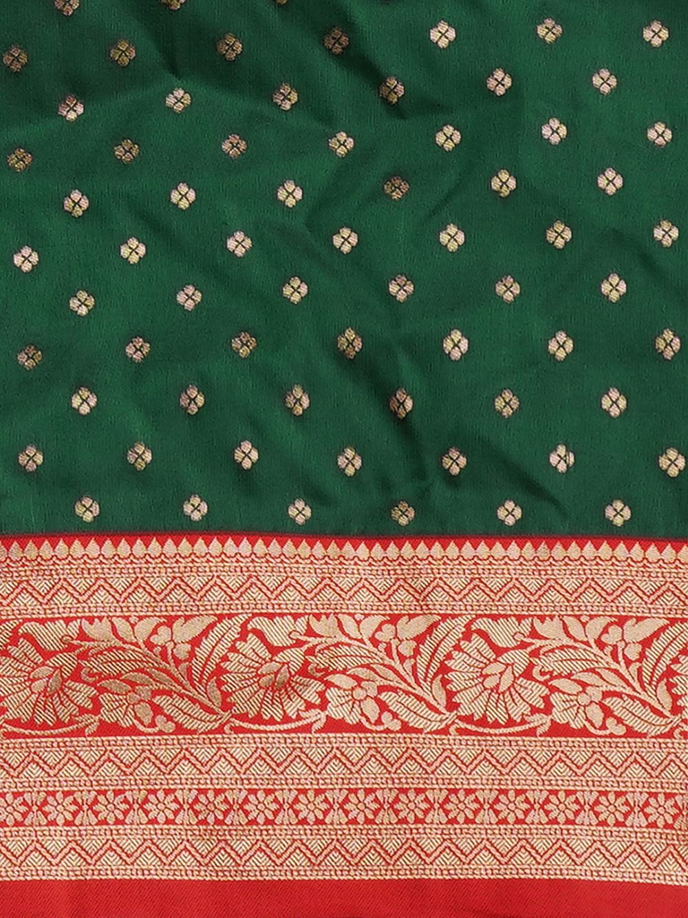 Sana Green & Red  Silk Blend Banarasi One Minute Saree