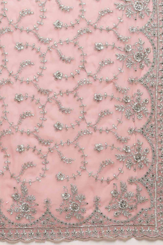 Buy Pink Embroidered Georgette One Minute Saree Online - Zoom Out