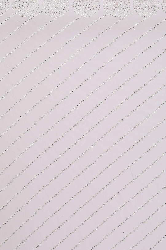 Prachi White Net Thread Embroidered One Minute Saree