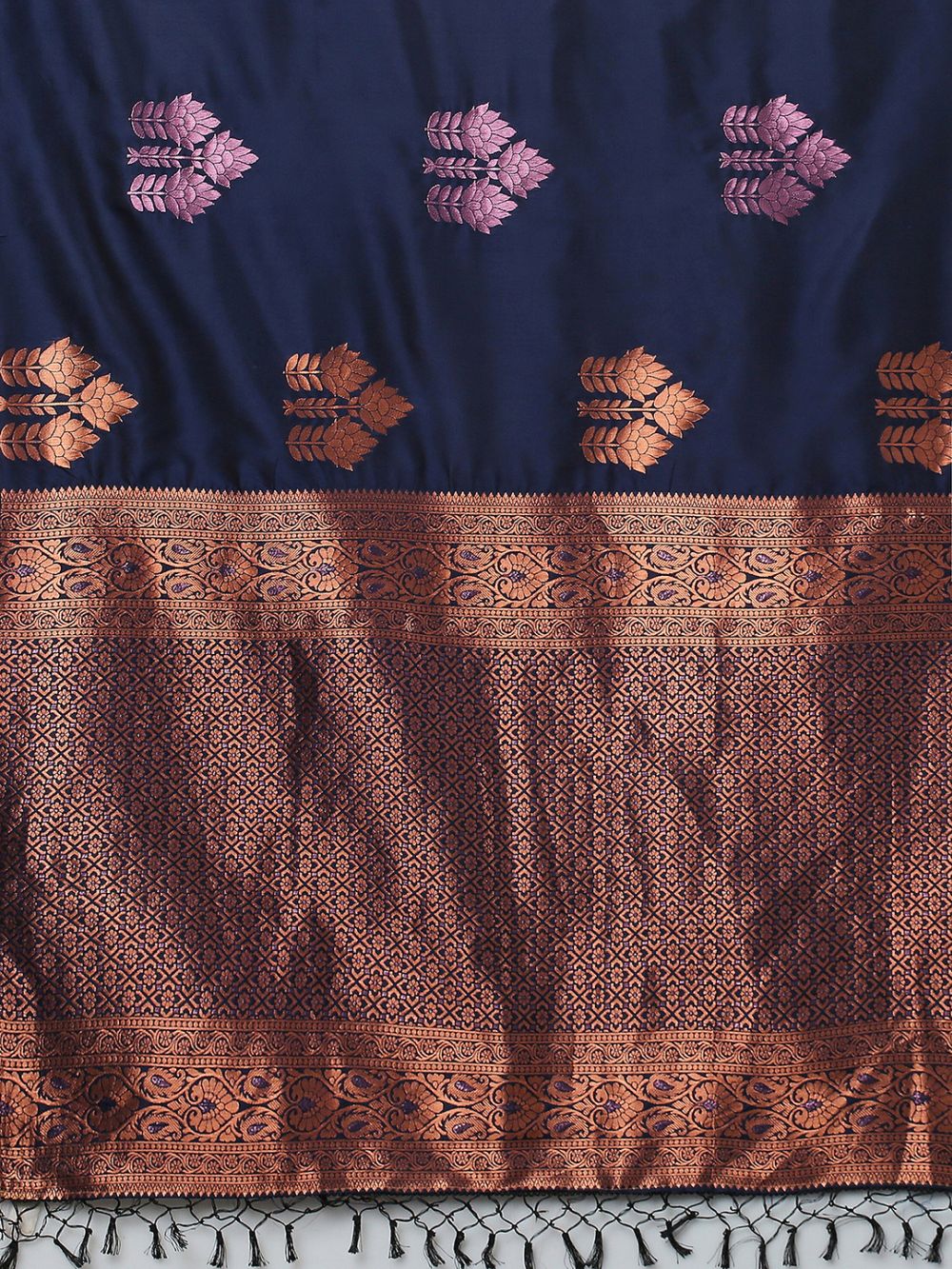 Sandhya Dark Blue Silk Blend Banarasi One Minute Saree