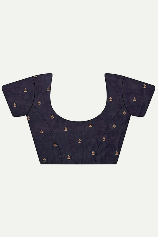 Nina Navy Art Silk Golden Zari Embroidered One Minute Saree