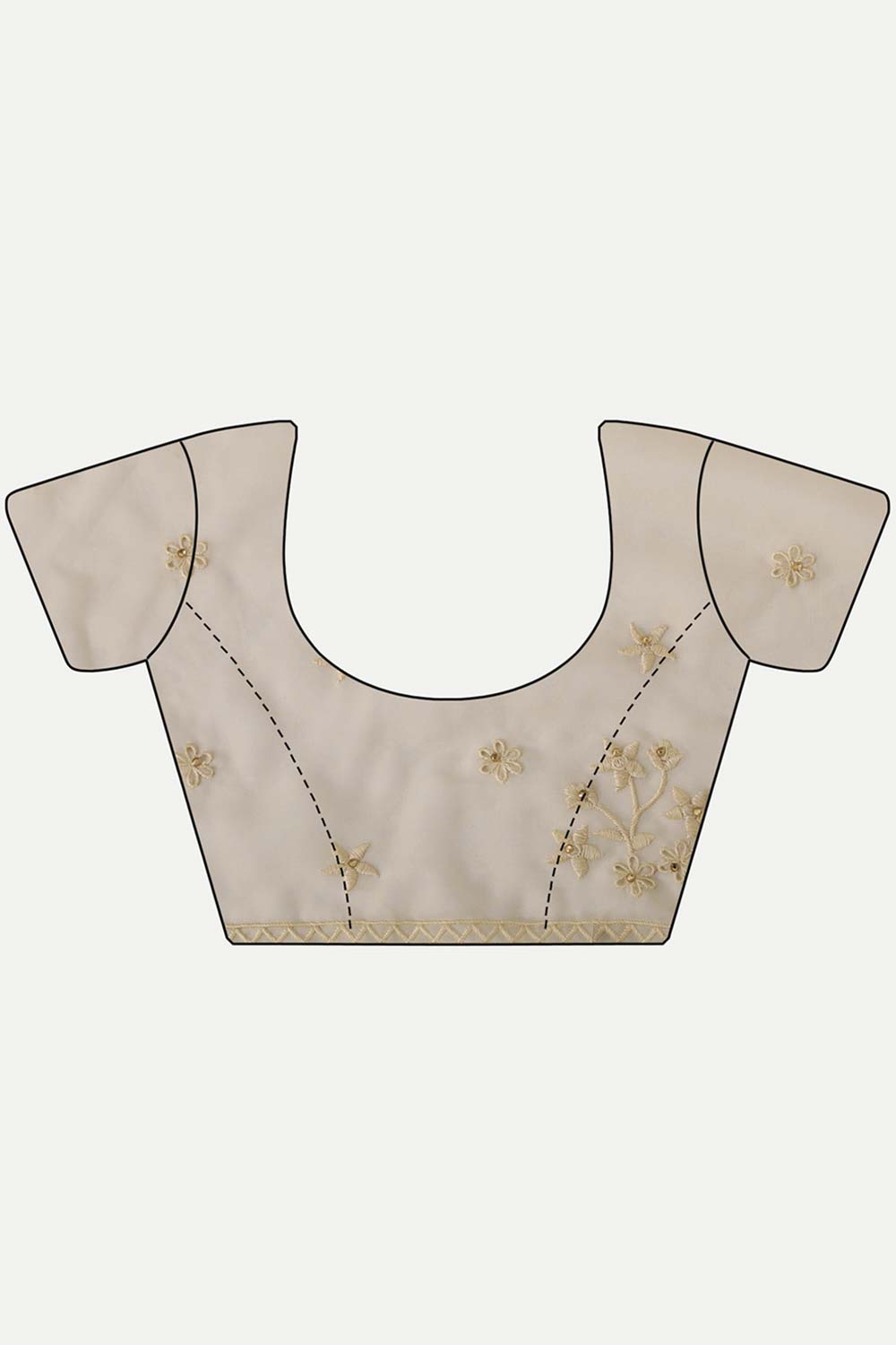 Luna Beige Organza Self Thread Embroidered One Minute Saree