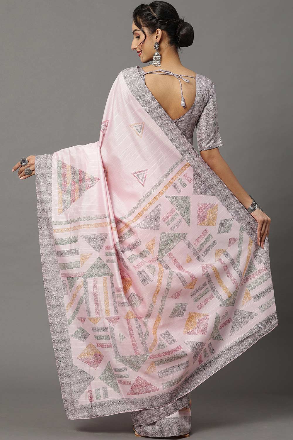 Saira Bhagalpuri Silk Pink Printed Designer One Minute Saree