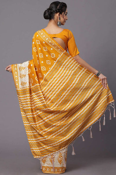 Kaira Bhagalpuri Silk Yellow Printed Designer One Minute Saree