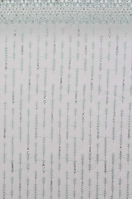 Ziara Green Net Thread Embroidered One Minute Saree