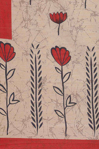 Luciana Beige Bhagalpuri Silk Printed Ikat One Minute Saree