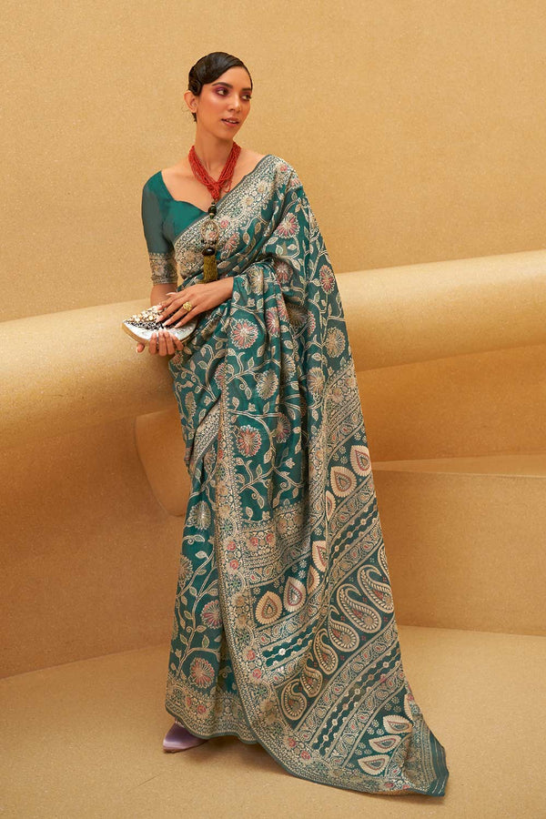 Tara Green Cotton Chikankari One Minute Saree