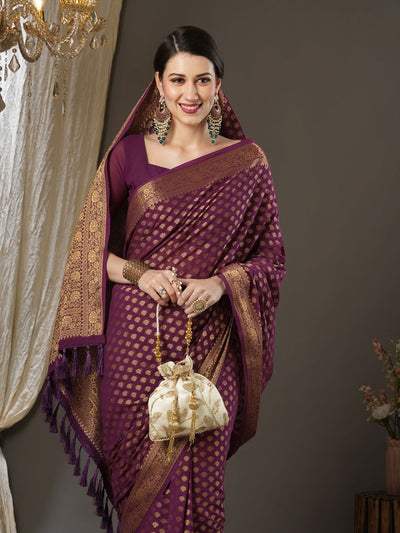 Rona Brown Georgette Kanjivaram One Minute Saree