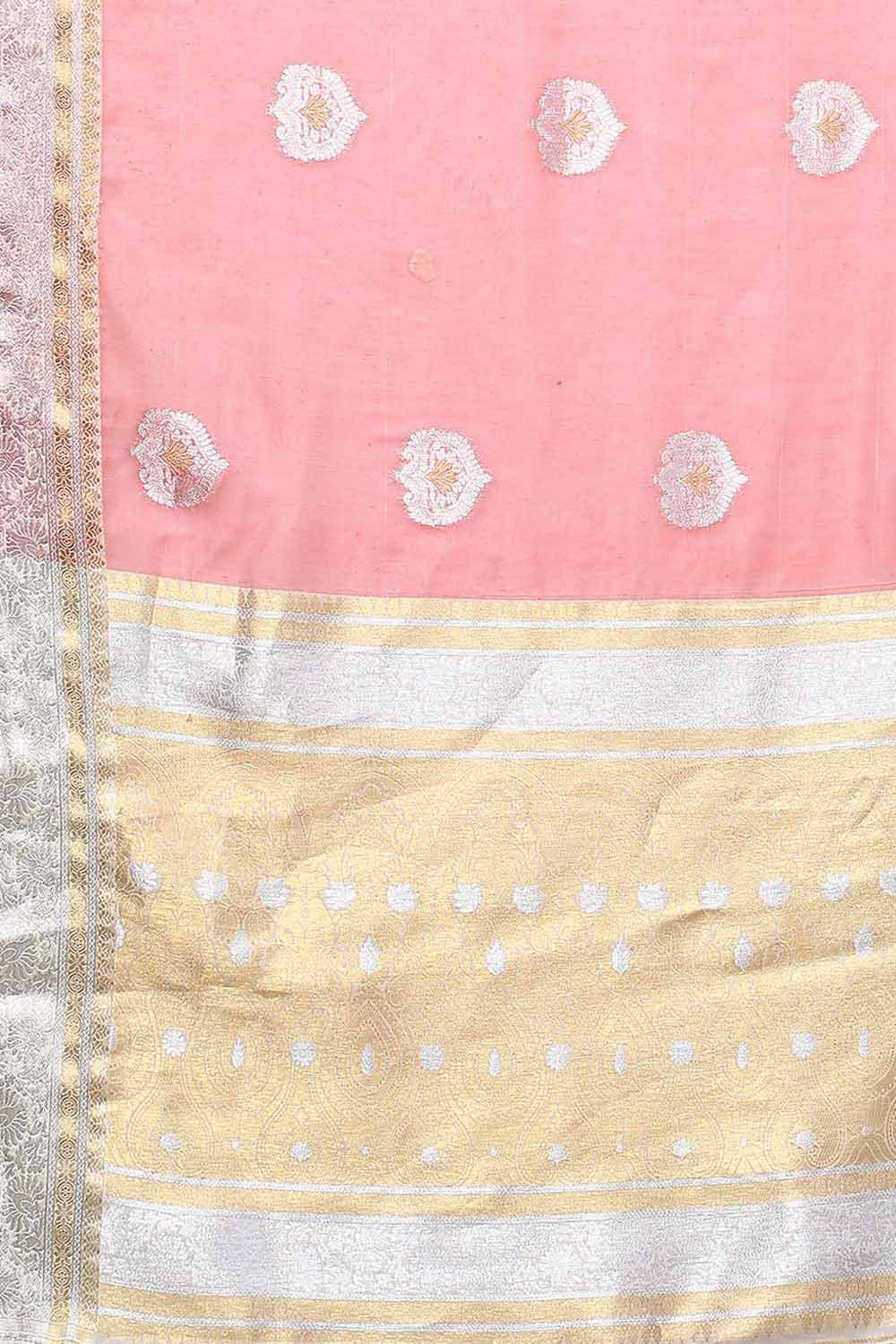 Buy Silk Cotton Banarasi Saree in Pink Online 