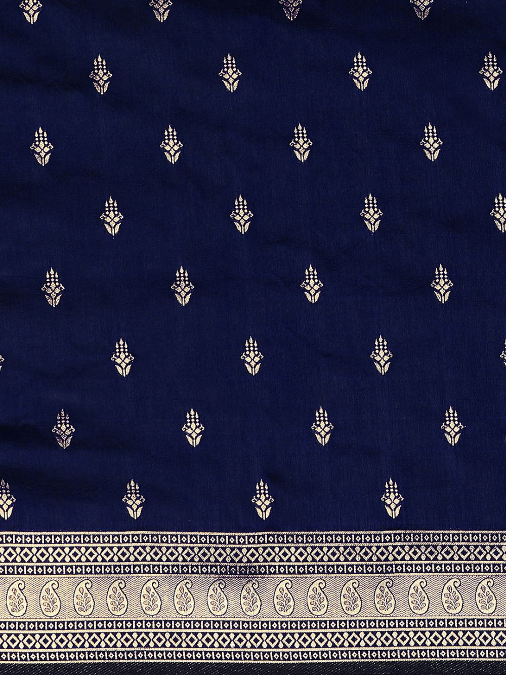 Ana Navy Blue Silk Blend Banarasi One Minute Saree