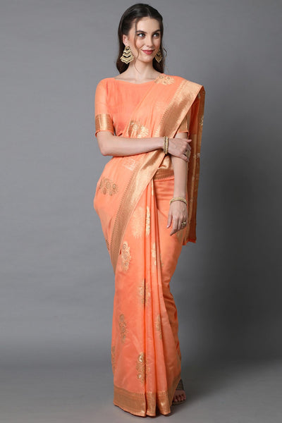 Buy orange  Woven Art Silk One Minute Saree
