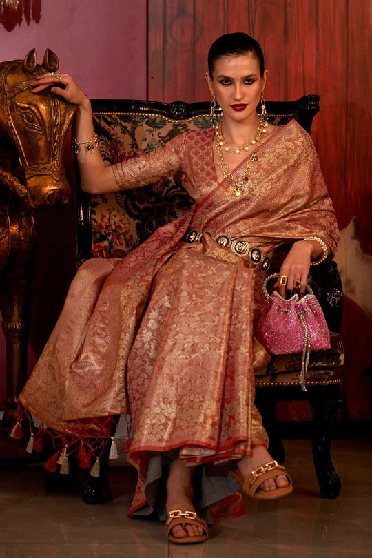 Katia Silk Red Floral One Minute Saree