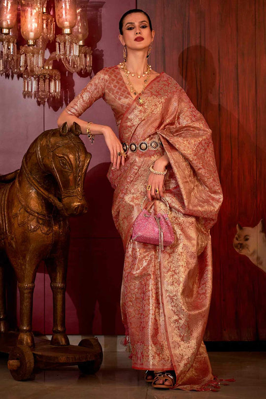 Katia Silk Red Floral One Minute Saree