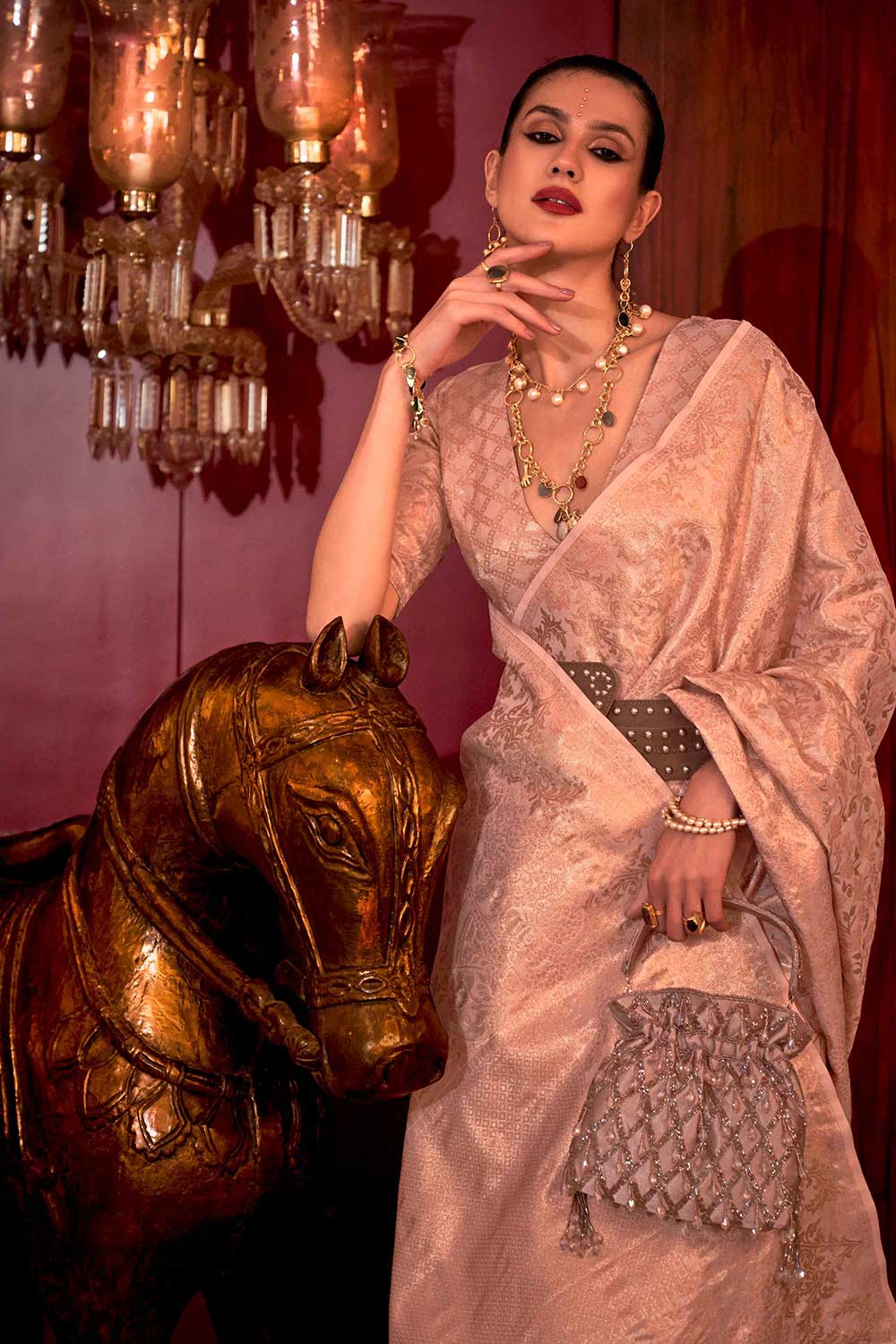 Katia Silk Pink Floral One Minute Saree