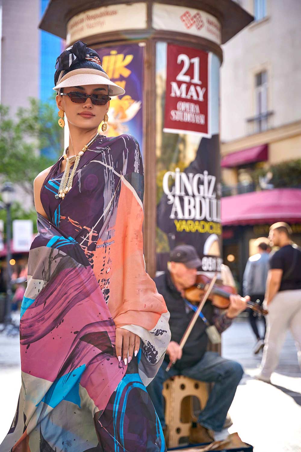 Kriss Purple Abstract One Minute Saree